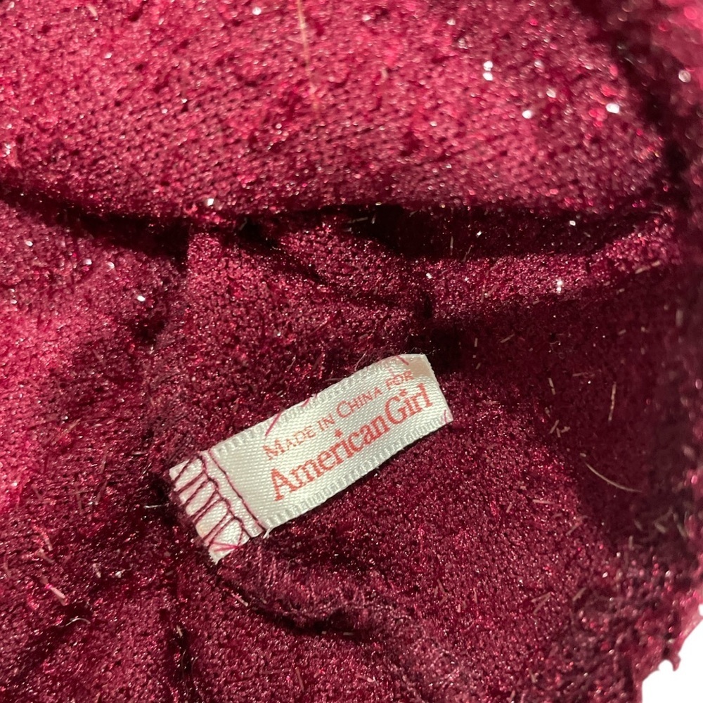 American Girl Burgundy Velvet Holiday Dress Outfit Shoes Tights AG Tagged - Picture 6 of 13